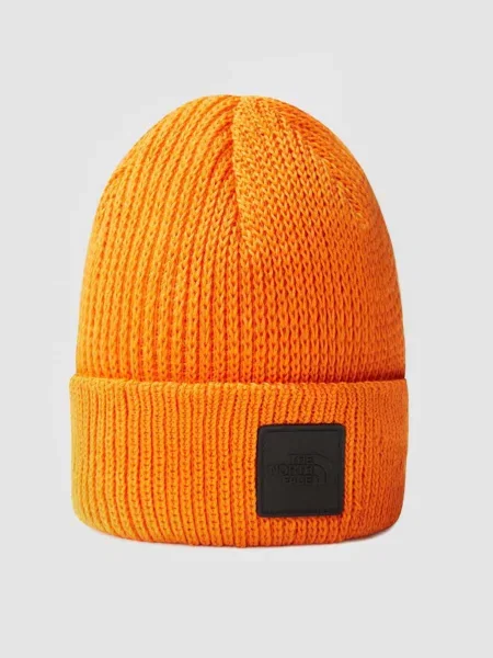 Шапка The North Face без косточек оранжевая