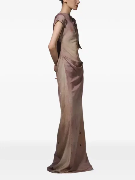 Rochie maxi Yangkehan de mătase drapată roz