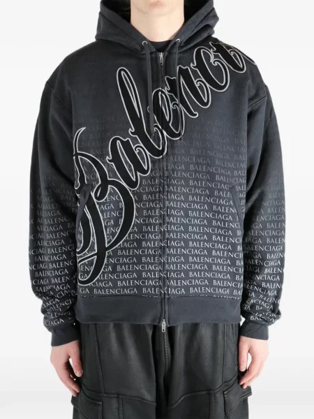 Hanorac cu glugă Balenciaga cu autograf negru