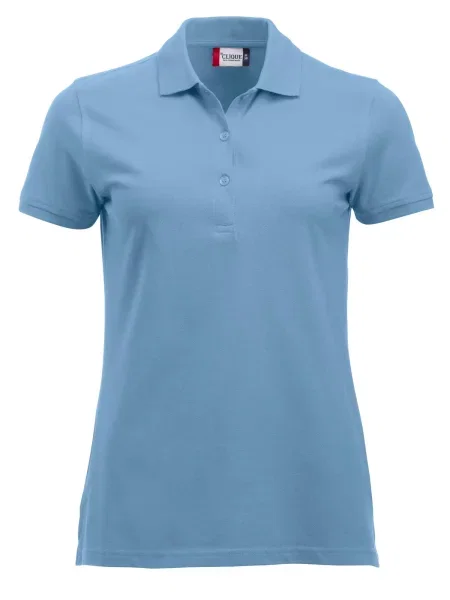 Clique Classic Marion S/S Polo nowoczesny krój – light blue niebieska