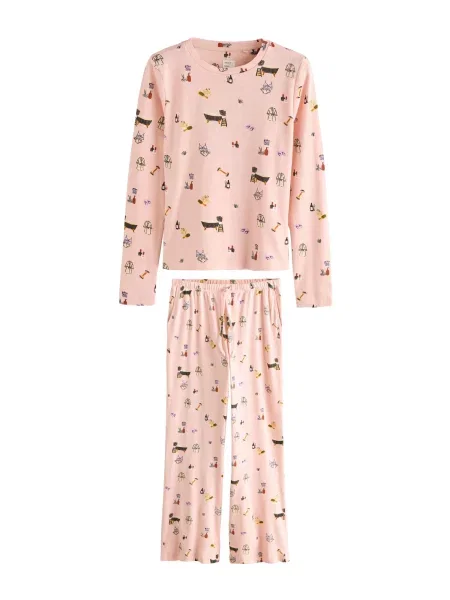Next Pijama bej / mov lavandă / roz pal negru