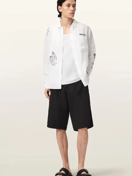 AllSaints szorty damskie z lnem ECHO czarne