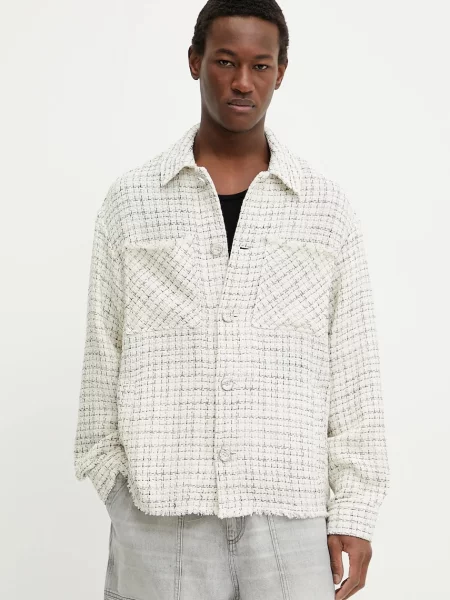 IRO geacă cu aspect de cămașă de tranzitie oversize bej