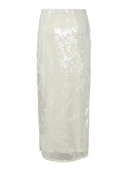 YAS Fustă maxi Sequina Écru