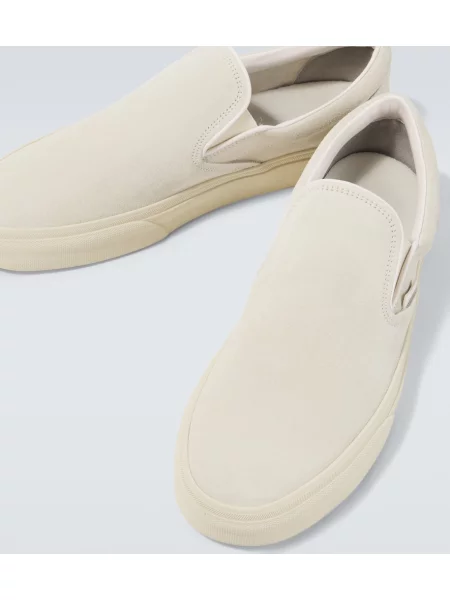 Chiloți Tom Ford din piele de căprioară slip-on alb