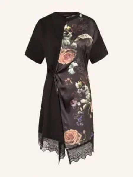 Allsaints Sukienka Lana Lace Z Mieszanki Materiałów Z Koronką schwarz czarna