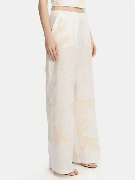 Marella Kalhoty z materiálu Kadiak Wide Leg bílá