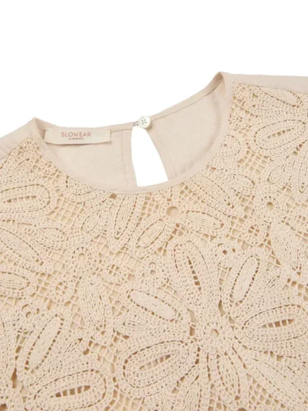 Top Glanshirt din dantelă