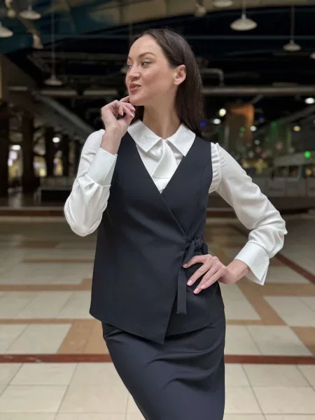 Жилет класичний CAT ORANGE темно-синій бавовна/віскоза синій