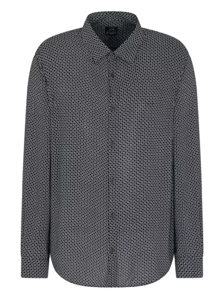 Cămașă Armani Exchange cu imprimeu geometric negru