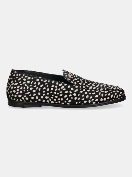 Tommy Hilfiger mokasyny zamszowe TH PONEY HAIR LOAFER na płaskim czarny
