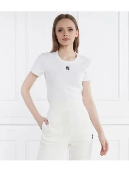 HUGO Tricou Delanor alb