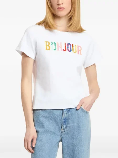 Tricou Cinq A Sept cu imagine alb