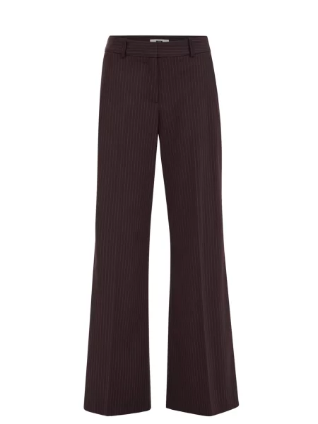 WE Fashion Pantaloni cu dungă maro deschis / vin roșu