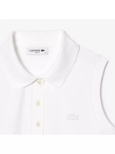 Lacoste Koszulka Polo Bez Rękawów Ze Stretchem Slim Fit biała