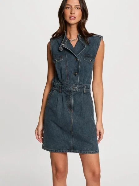 Morgan rochie jeans bleumarin mini evazați RNAPA albastru