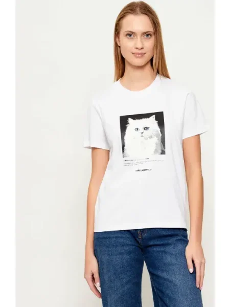 Karl Lagerfeld Tricou Portrait | Classic fit alb