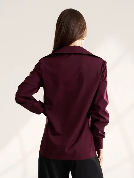 Сорочка повсякденна ISSA Plus комбінований верх бордовий