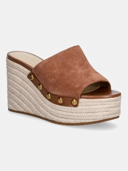 MICHAEL Michael Kors natikači semiš Mayes Wedge Sandal rjava