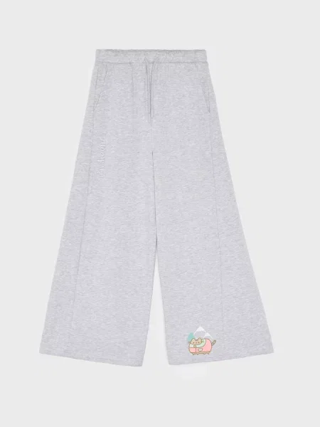 Sinsay Teplákové kalhoty wide leg s bavlnou Pusheen the Cat šedá
