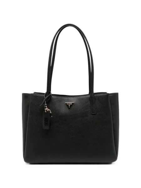 Geantă shopper Guess cu autograf negru