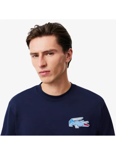Lacoste Koszulka Z Długim Rękawem O Klasycznym Kroju granatowa