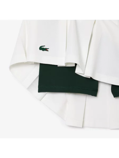 Lacoste Spódniczka Tenisowa Z Piki Ze Zintegrowanymi Szortami biała