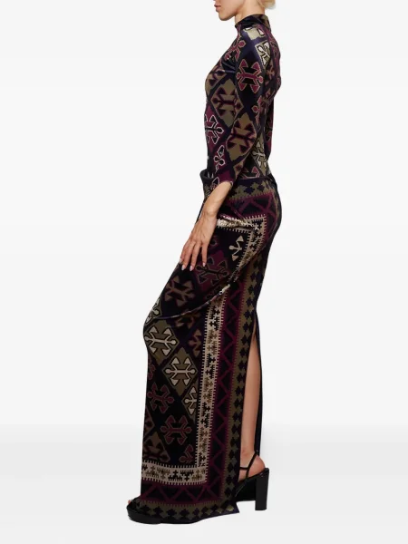 Rochie maxi Burc Akyol de catifea de costum albastru