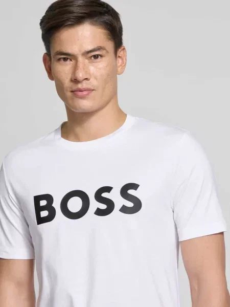 BOSS t-shirt z nadrukiem biały