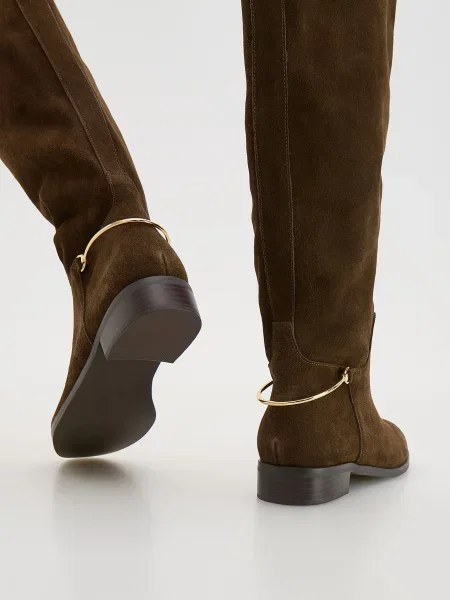 Замшевые ботфорты Reserved коричневые