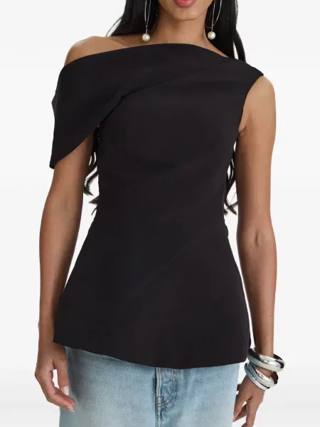Top Moos Studio asimetric negru