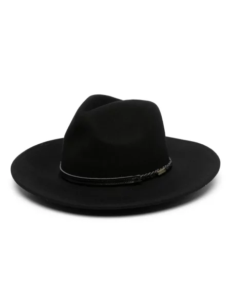 Căciulă Barbour de lână țesută cu bretele negru