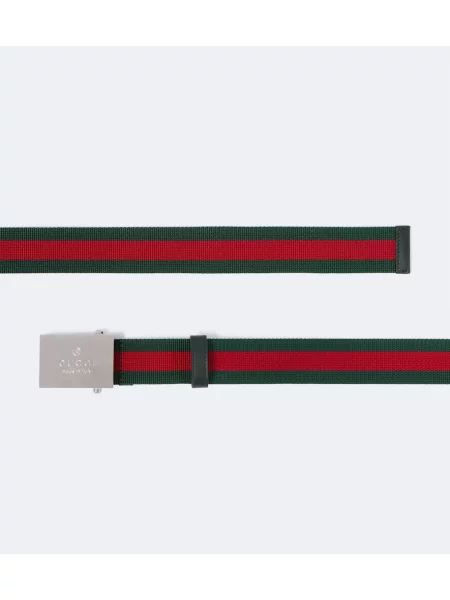 Cu centură curea Gucci cu dungi din canvas verde