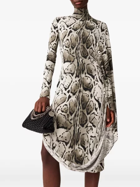 Sukienka midi Stella Mccartney z nadrukiem w panterkę drapowana szara