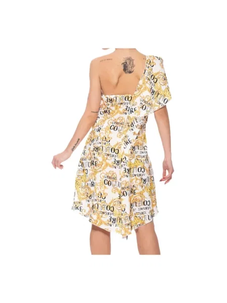 Sukienka jeansowa Versace Jeans Couture z nadrukiem biała