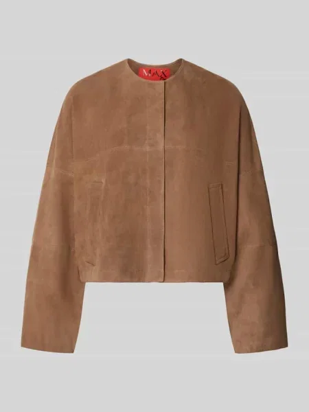 Kroj regular fit kurtka skórzana z listwą z zatrzaskami model CURVA' Max&co.