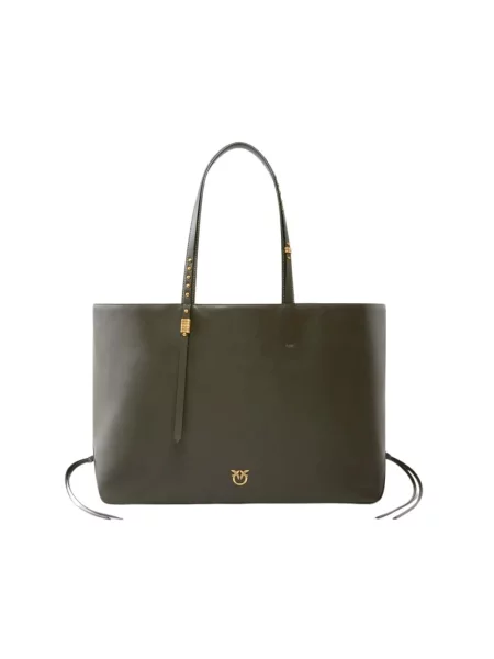 Shopperka Pinko skórzana zielona