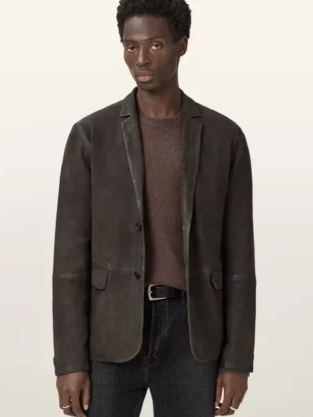 Шкіряний піджак Allsaints коричневий