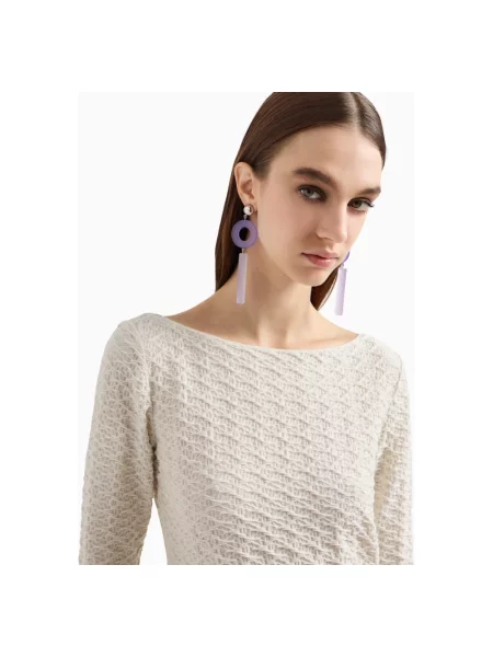 Dzianinowy top Emporio Armani z nadrukiem beżowy