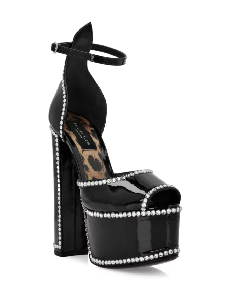 Sandalai Philipp Plein su platforma su kristalais juoda