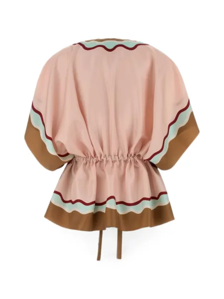 Poncho Fendi de mătase cu imagine roz