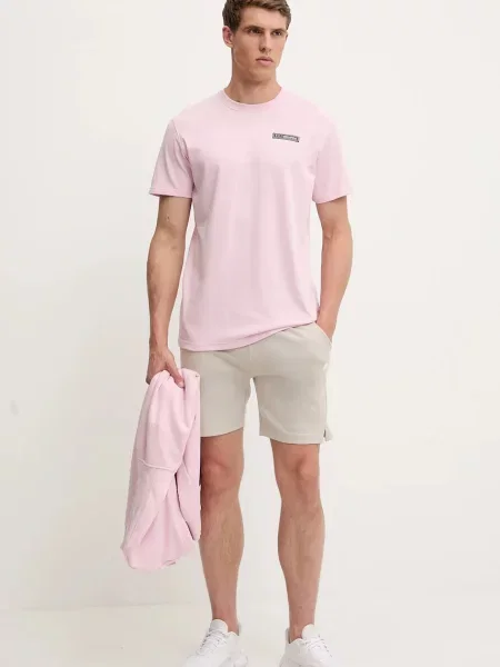 Under Armour osnovna kratka majica z bombažem HW ARMOUR LABEL roza