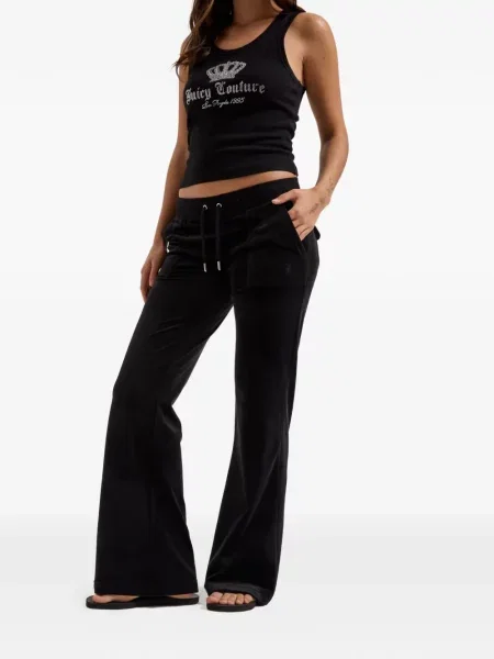 Είδος βελούδου τρέξιμο παντελόνι Juicy Couture μαύρο