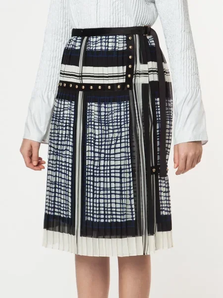 Fusta plisata Sacai plisată alb