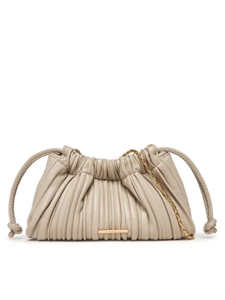 Дамска чанта Calvin Klein Plisse Mini Drawstring Bag Екрю бежово