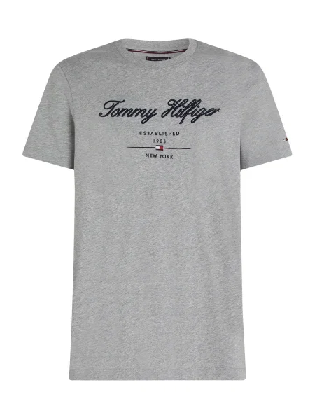 Tommy Hilfiger Tricou Script Logo gri