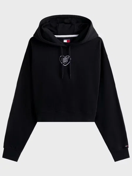 Толстовка Tommy Jeans с сердечками черная