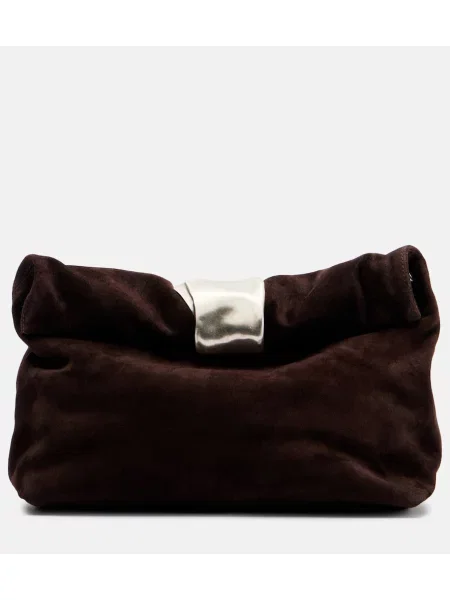 Geantă plic Staud din piele de căprioară maro