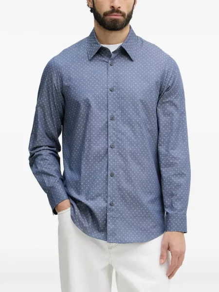 Lung cămașă Armani Exchange cu imagine albastru