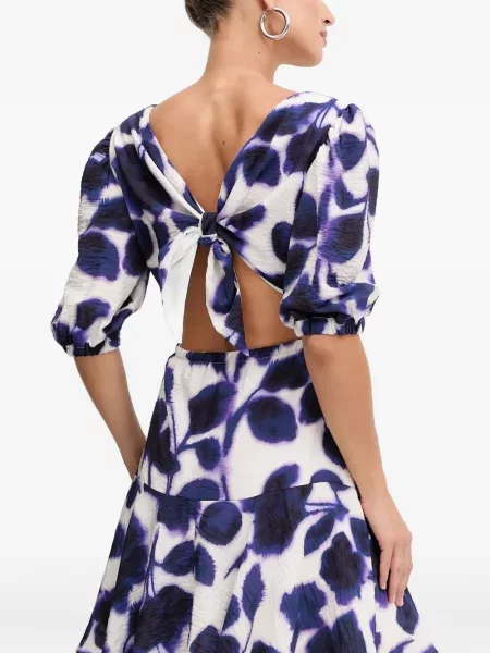 Rochie mini Morgan cu model floral cu imagine cu decolteu în V alb